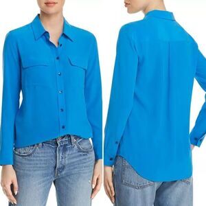 Equipment 100% Silk Button Up Blouse in Electric Blue Size S
